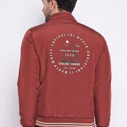Duke Typography Printed Stand Collar Bomber Jacket-picture-32