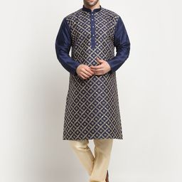 KRAFT INDIA Ethnic Motifs Sequinned Embroidered Regular Kurta With Churidar-17