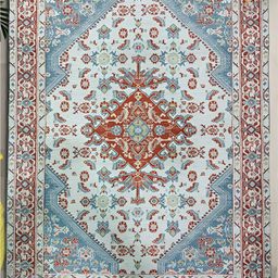 URBAN SPACE Blue & Red Ethnic Motifs Printed Vintage Anti-Skid Carpet-36