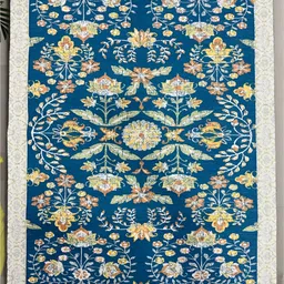 URBAN SPACE Blue & Green Ethnic Motifs Printed Vintage Anti-Skid Carpet-image-79
