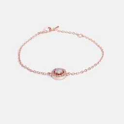 MINUTIAE Women Rose Gold & White Brass Crystals Handcrafted Rose Gold-Plated Link Bracelet-image-42