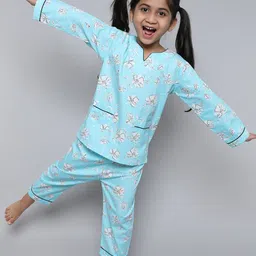 Little Clothings Girls Floral Printed Pure Cotton Night Suits-picture-18