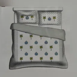 Signature Blue & Grey Floral Cotton 210 TC King Bedsheet With 2 Pillow Covers-12