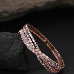 SOHI Women White Brass Rose Gold-Plated Bangle-Style Bracelet-11