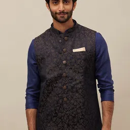 Manyavar Self Design Woven Nehru Jacket-16