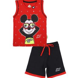 Bodycare Kids Boys Pure Cotton Red & Black Mickey Mouse Printed T-shirt with Shorts-picture-24
