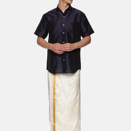 Sethukrishna Men Blue & White Shirt with Dhoti-picture-46