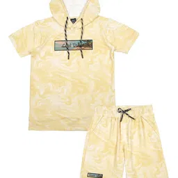 CAVIO Boys Printed Hooded Short Sleeves Pure Cotton T-shirt with Shorts-image-39