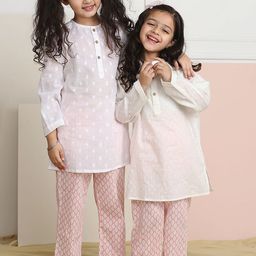 Biglilpeople Unisex Kids White & Pink Printed Night suit-picture-18