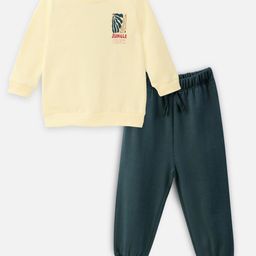 Nap Chief Infants Jungle crew Printed Pure Cotton Sweatshirt with Joggers Set-12