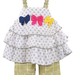 Wish Karo Girls Green & White Printed Top with Shorts-image-95