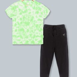 KiddoPanti Boys Green & Grey Printed T-shirt-image-17