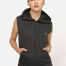 UZARUS Hooded Lightweight Open Front Jacket-54
