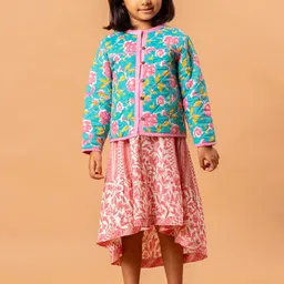 Sangria Girls Floral Printed Long Sleeve Lightweight Pure Cotton Quilted Jacket-31