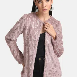 Kazo Women Pink Floral Floral Open-Front Jacket-image-43