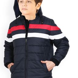 AD & AV Boys Blue Striped Water Resistant Quilted Jacket-image-93