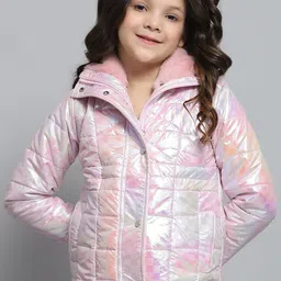 Monte Carlo Girls Mock Collar Geometric Printed Casual Lightweight Parka Jacket-picture-9