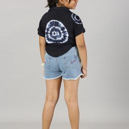 KiddoPanti Girls Dyed Top with Denim Shorts-picture-10