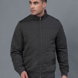 Red Tape Mock Collar Bomber Jacket-image-99