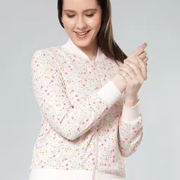 NUEVOSDAMAS Floral Printed Stand Collar Bomber Jacket-picture-21