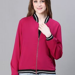 Oxolloxo Mock Collar Lightweight Zip Detail Bomber Jacket-picture-48