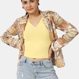 angloindu Women Geometric Open Front Jacket-image-15