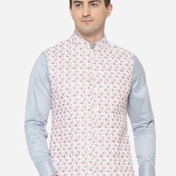 Greenfibre Men Floral Printed Nehru Jacket-image-51
