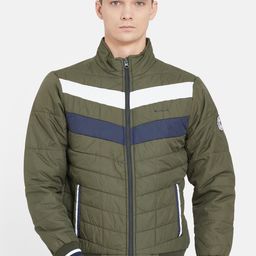 Duke Men Green Striped Bomber Jacket-picture-30