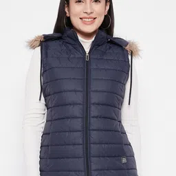 VERO AMORE Hooded Lightweight Quilted Jacket With Faux Fur Trim-image-35