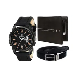 MARKQUES Men Black Solid Leather Accessory Gift Set-image-68