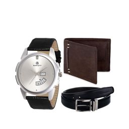 MARKQUES Men Brown & Black Solid Accessory Gift Set-image-84