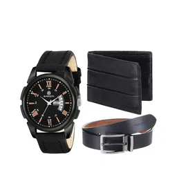 MARKQUES Men Black Solid Leather Accessory Gift Set-image-72