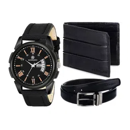 MARKQUES Men Black Solid Leather Accessory Gift Set-image-73