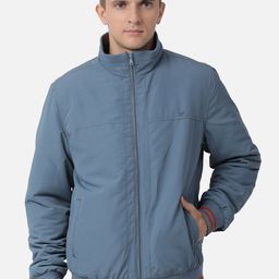t-base Men Blue Solid Polyester Bomber Jacket-image-10
