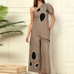 DEEBACO Women Asymmetric Style With Patch Work Co-Ord Set-image-43