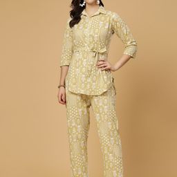 Pistaa Printed Pure Cotton Top With Trousers-picture-46