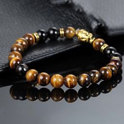 The Pari Ceramic Tigers Eye Beaded Elasticated Bracelet-image-75
