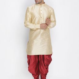VASTRAMAY Mandarin Collar Kurta with Dhoti Pants-image-39