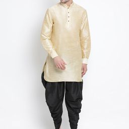 VASTRAMAY Mandarin Collar Kurta with Dhoti Pants-image-89