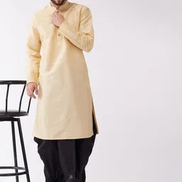 VASTRAMAY Mandarin Collar Regular Straight Kurta With Dhoti Pants-image-22