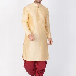 VASTRAMAY Mandarin Collar Kurta with Dhoti Pants-image-14