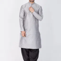 VASTRAMAY Mandarin Collar Regular Straight Kurta With Dhoti Pants-image-20