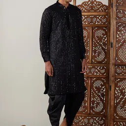 VASTRAMAY Ethnic Motifs Embroidered Regular Sequinned Kurta With Pyjamas image 5