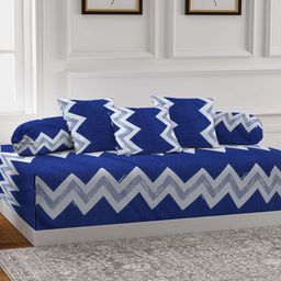 Arrabi Set Of 6 Blue & White Printed Diwan Set-1