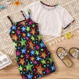StyleCast x Revolte Girls White & Blue Printed Top with Skirt-14
