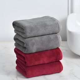 Cotton Bolls Textiles Grey Maroon 4 Pieces 300 GSM Super Soft Hand Towel-12