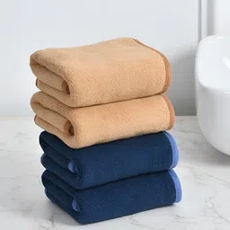 Cotton Bolls Textiles Navy Blue & Brown 4 Pieces 300 GSM Super Soft Hand Towel-image-82