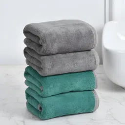 Cotton Bolls Textiles Grey Green 4 Pieces 300 GSM Super Soft Hand Towel-image-81