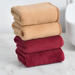 Cotton Bolls Textiles Maroon & Brown 4 Pieces 300 GSM Super Soft Hand Towel-image-71