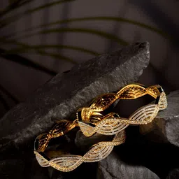 Saraf RS Jewellery Set Of 2 Gold & Silver-Plated American Diamond Studded Bangles-16